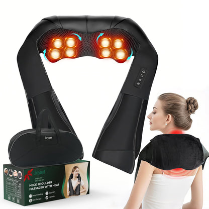 Joyset Shiatsu Neck and Back Massager with Heat,Electric Shoulder Massager for Pain Relief Deep Tissue,3D Kneading Massage with Cloth Cover Easy to Clean Best Gift for Men Women Parents