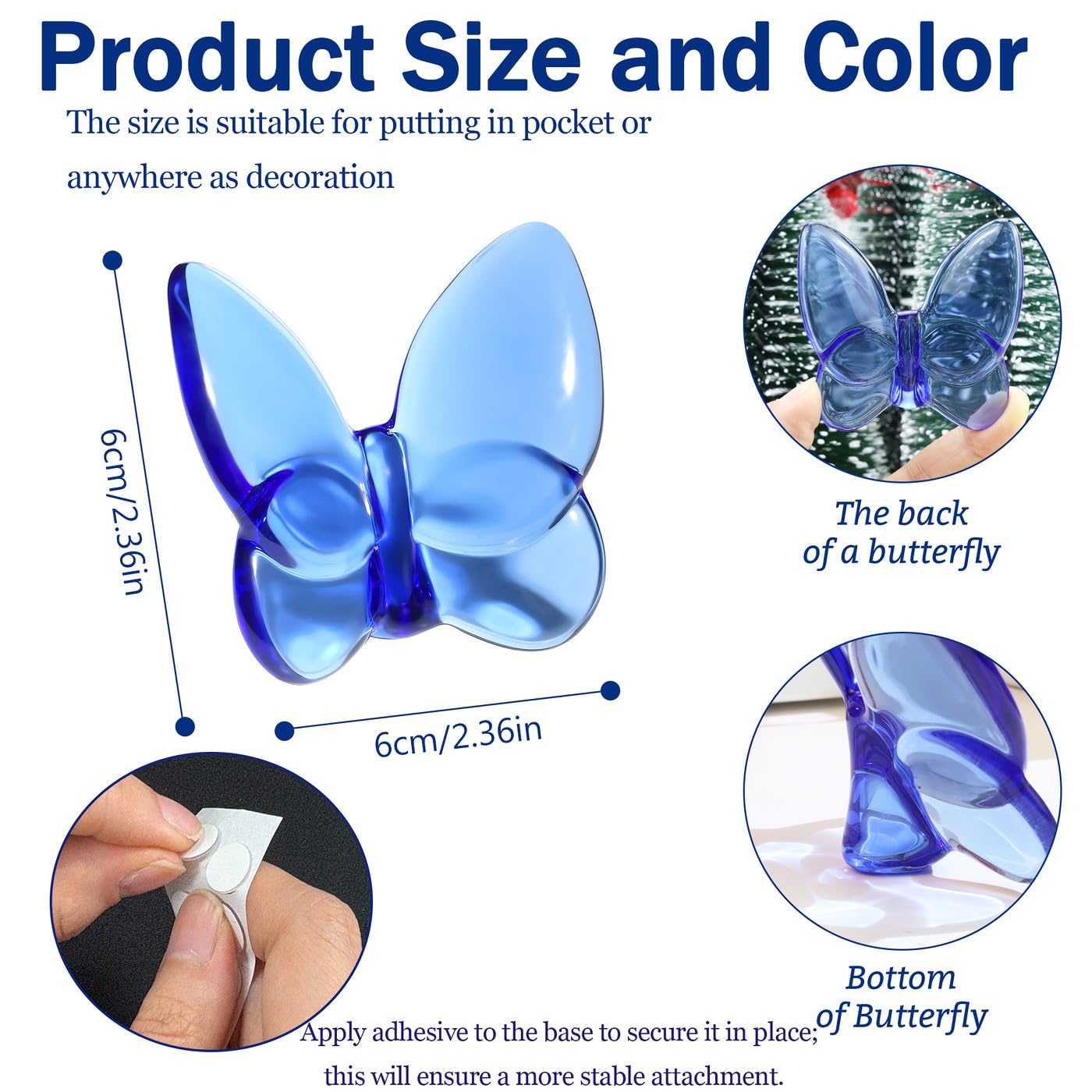 DUQGUHO Butterfly Gifts Decor Blue Butterflies Crystal Glass Figurines Flying Crystal Summer Butterfly Party Favors Collectible Desk Home Bedroom Office Garden Decoration