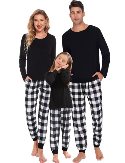 SWOMOG Family Matching Pajamas Set Christmas Plaid Pajamas for Men Women Long Sleeve Sleepwear Pjs Set