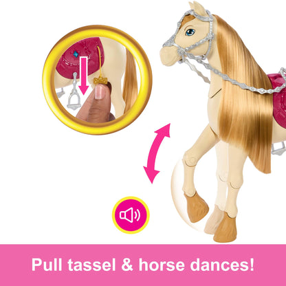 Barbie Horse with Sounds, Music & Accessories, Inspired by Barbie The Great Horse Chase, Toy Moves, Dances & Blinks Eyes, HXJ42