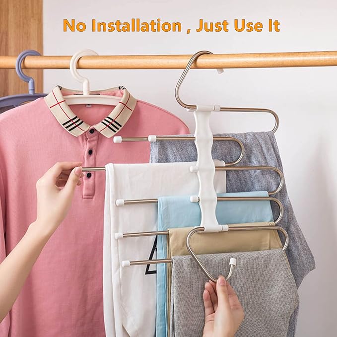 Kalimdor Pants Hangers 2 Pack Space Saving Metal Closet Organizer, Clothes