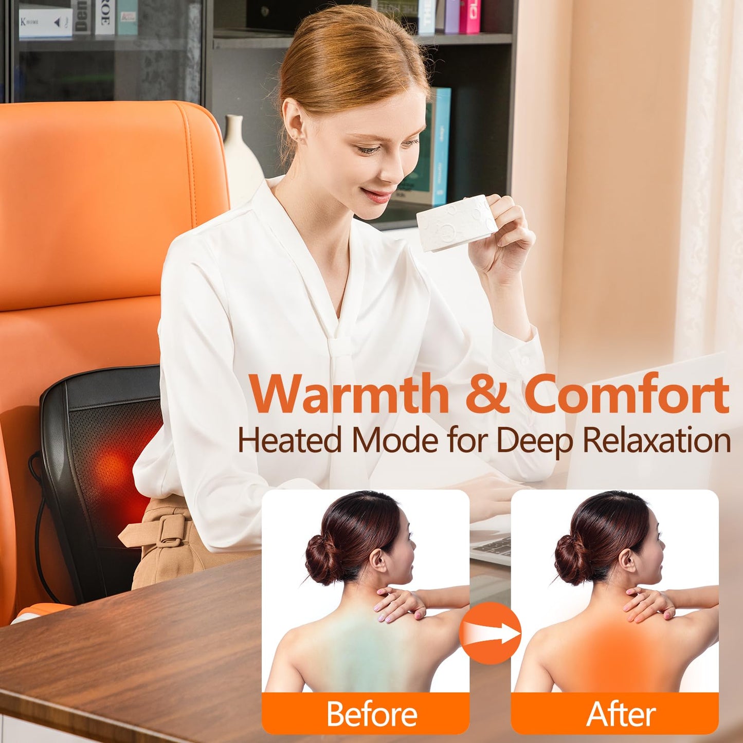 Brelley Neck and Back Massager for Pain Relief Deep Tissue with Heat, Shiatsu Shoulder Massager with Bi-Directional Rotating Head for Neck, Back, Shoulders, and Legs, Gift for Mom Dad