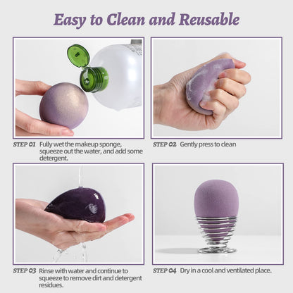 Makeup Sponge Set BS-MALL with Storage Case 7 Pcs for Liquid, Cream, and Powder,SAVE Foundation with 1 Mini Makeup Sponge For Travel Daily Use (A-Pink）