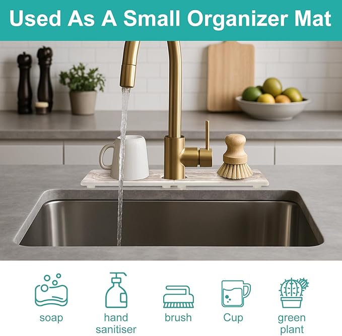 Small Diatomite Kitchen Sink Faucet Mat Water Absorbing Stone Tray Quick Drying