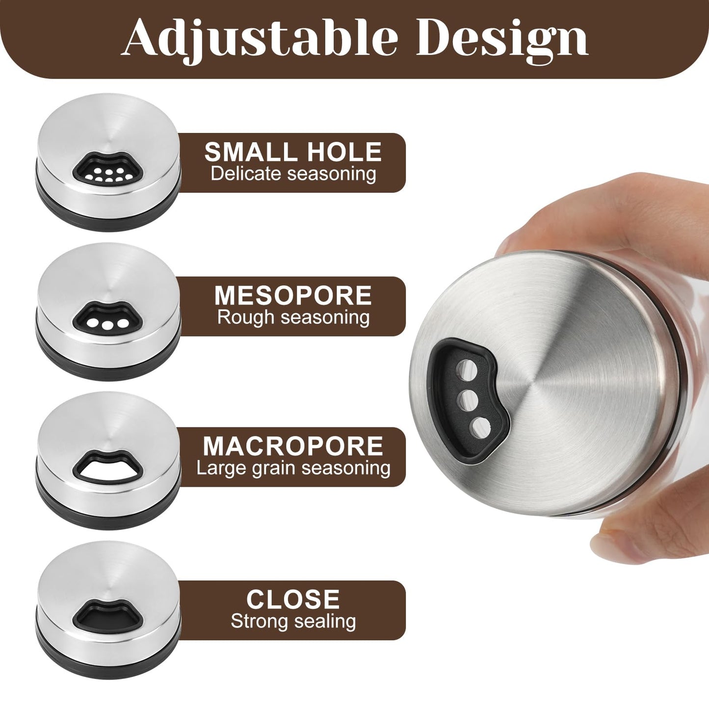 WRENYZK 4 Pcs 150ml Glass Salt Pepper Shakers with 4 Silicone Holders & 1 Brush, Spice Jars with Adjustable Pour Holes, Salt Dispenser for Seasoning Kitchen