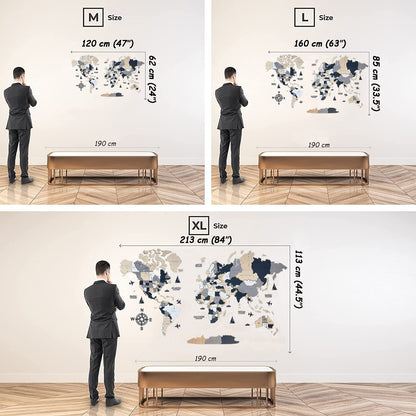 Wooden World Map 3D Art Large Wall Decor - Size (M, L, XL) Any Occasion Gift Idea - Wall Art For Home, Kitchen or Office (SIZE L, ALASKA)