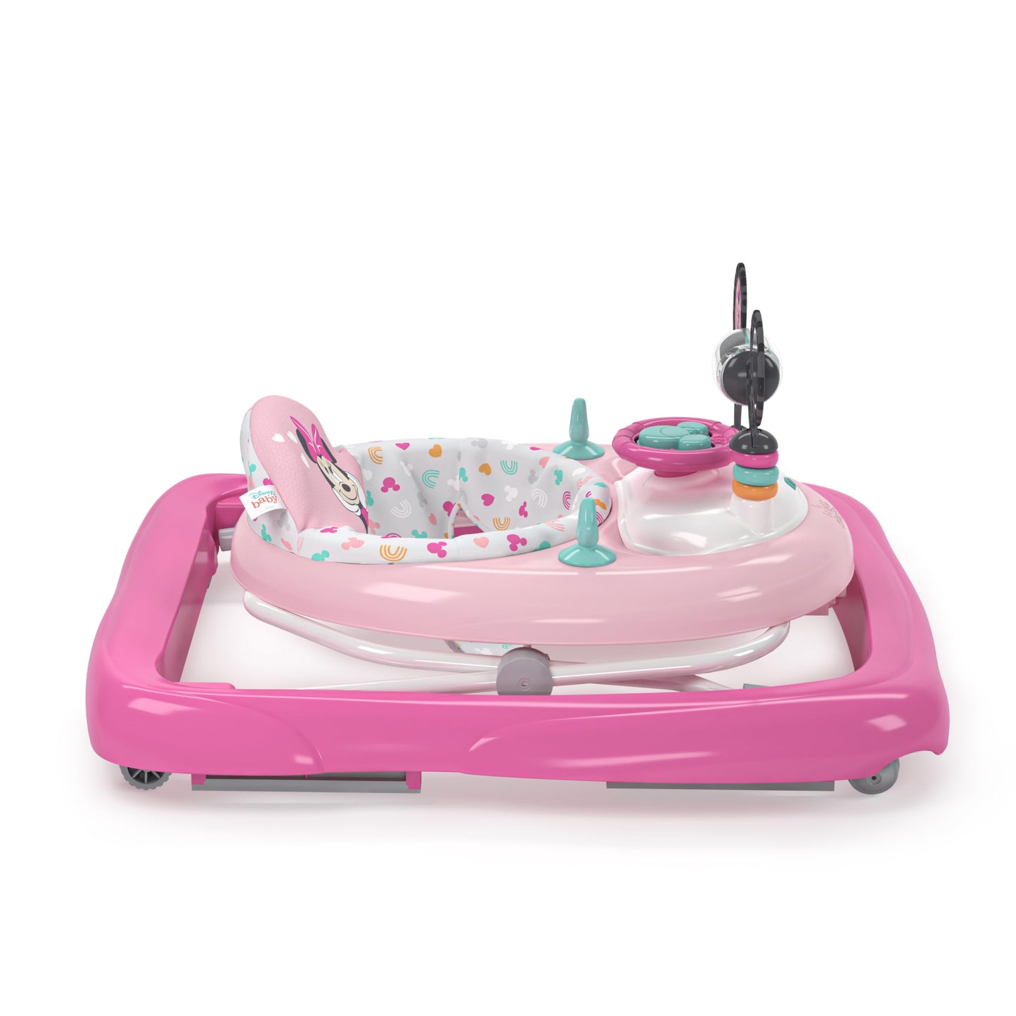 Bright Starts, Disney Baby, Minnie Mouse Forever Besties 2-in-1 Activity Walker with Removable Toy Station with Lights, Songs & Sounds, Adjustable Height, Foldable, Easy to Clean, Pink, Age 6 months+