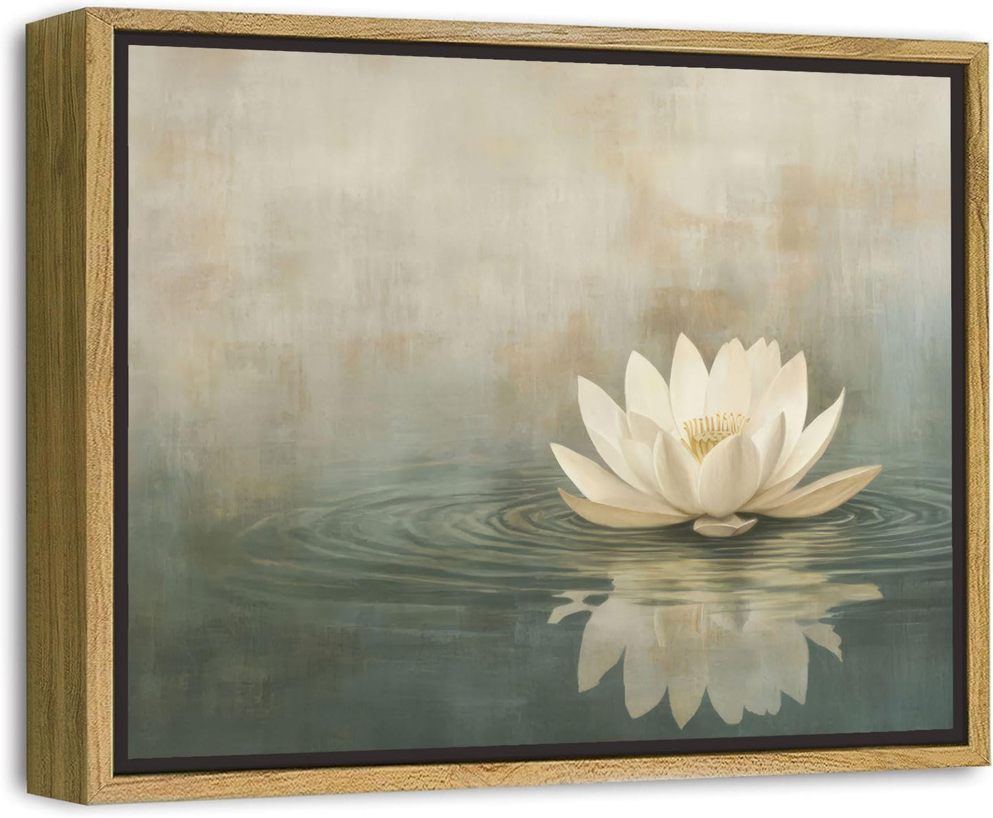 Framed Sage Green Japandi Canvas Wall Art Zen White Lotus Flowers Picture Wall Decor Japanese Wabi Sabi Poster Prints for Yoga Spa Meditation Spiritual Room Living Room Home Decoration 12x16in