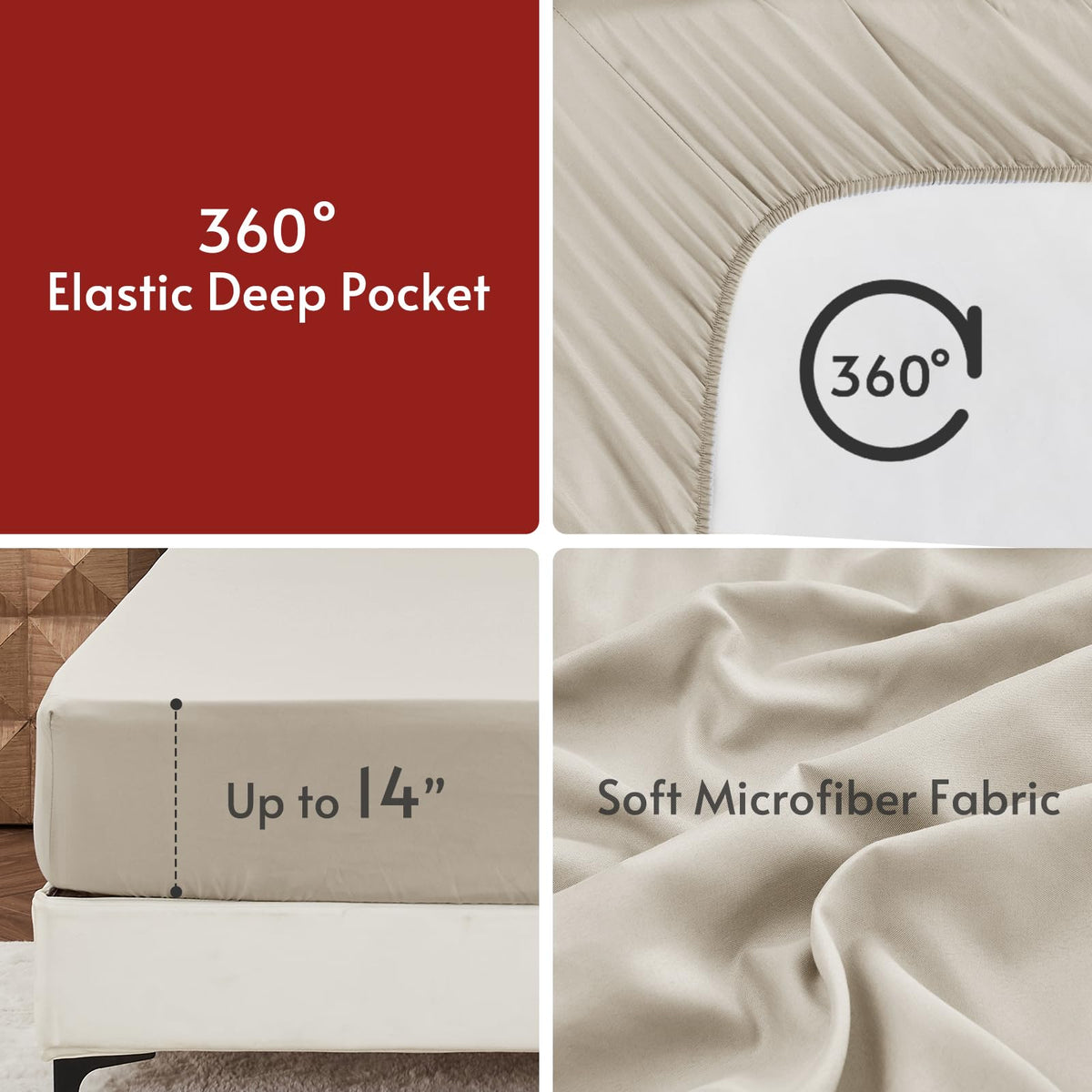 MUXHOMO 7 Pieces Queen Comforter Set, Reversible Bed in a Bag Queen Size, All Season Bedding Set with Comforter, Flat Sheet, Fitted Sheet, Pillowcases & Shams, Khaki & Linen