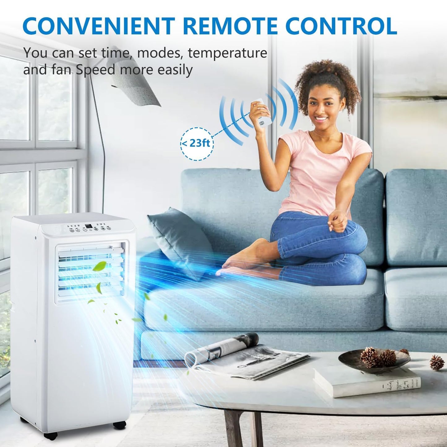 Portable Air Conditioners 10000 BTU, Energy Efficient AC Unit w/Remote Control & 24H Timer, Quiet Cooling for Bedroom, Office, Dorm Rooms Up to 450 Sq.Ft
