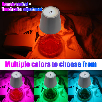TGXCF Wireless Bottle Lamp with Remote Control, Rechargeable RGB Wine Bottle with 3Modes Light Dimming, Waterproof Bottle Touch Lamp Head for Room, Bar, Restaurant and Party Decorations(Silver RGB)