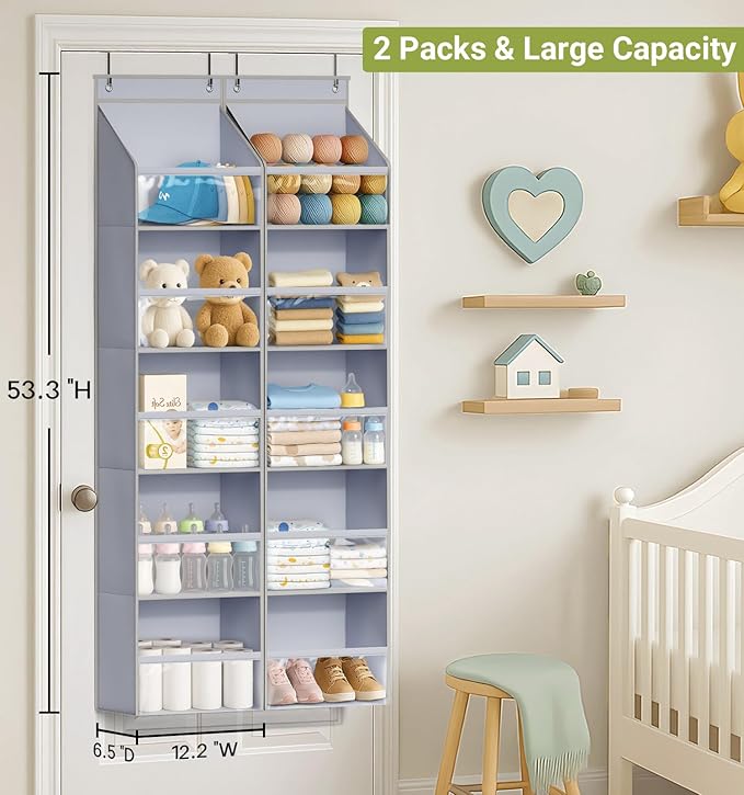 AOODA 2 Pack Over the Door Organizer, Large Capacity Closet Door Hanging