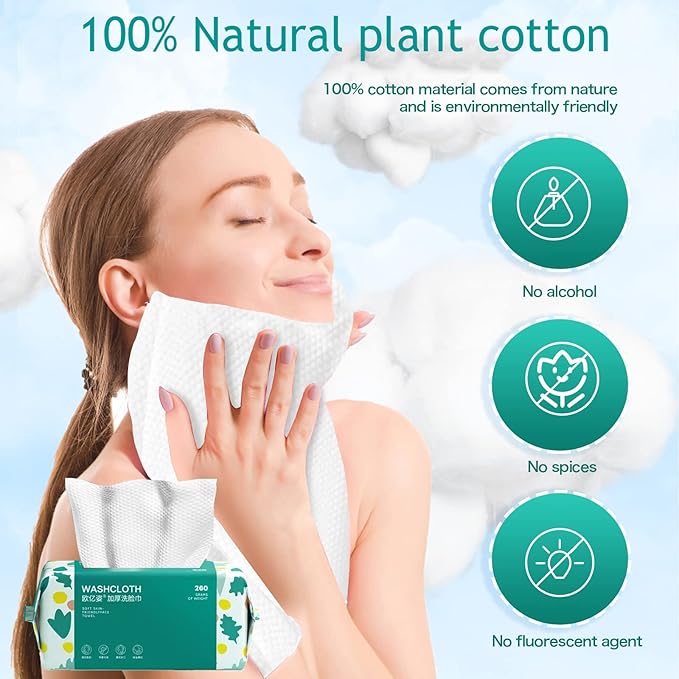 Soft Disposable Face Towel, Cotton Facial Dry Wipes 300 Count, Cotton Dry Wipes