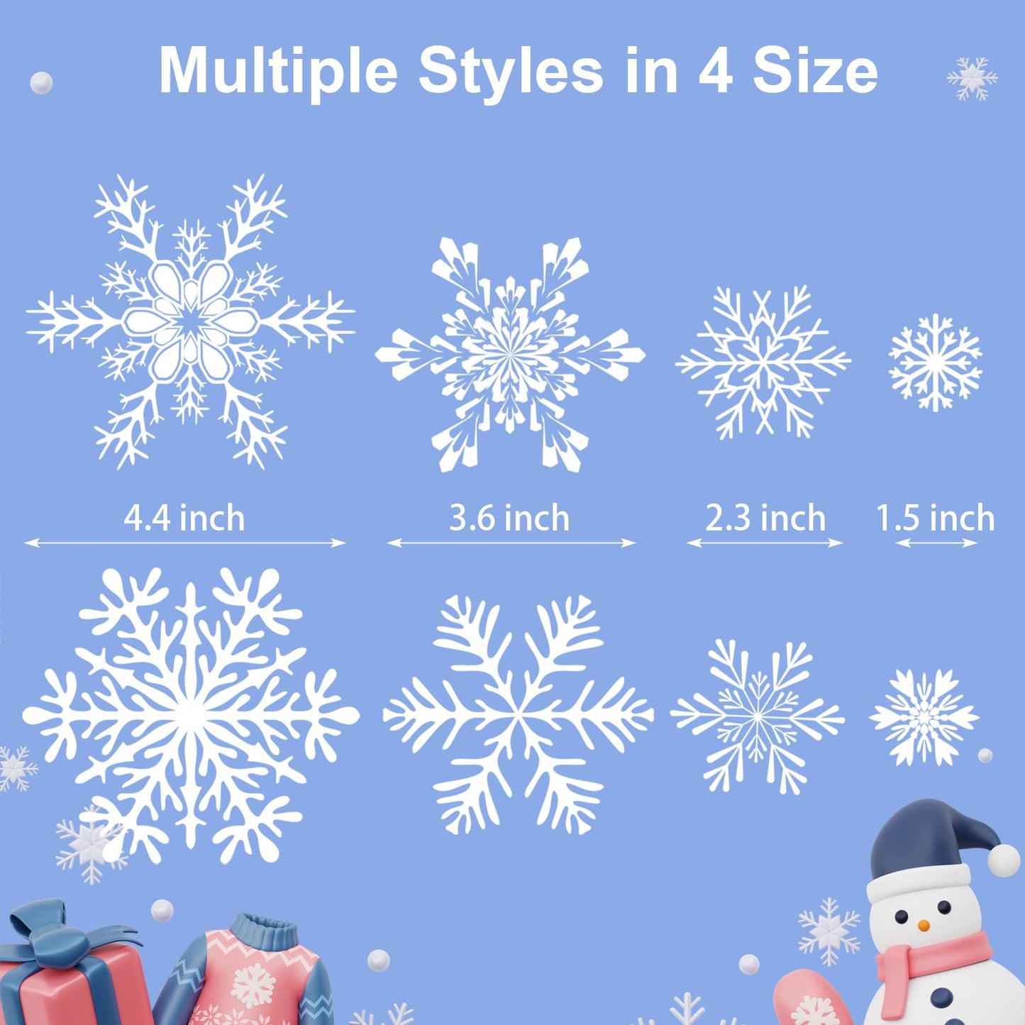 NEWMIAO 438Pcs Snowflake Window Cling Stickers for Christmas Decorations, 10 Sheets Christmas Window Clings of Different Shapes Xmas Decals for Glass Home Decor Indoor and Outdoor Party Supplies