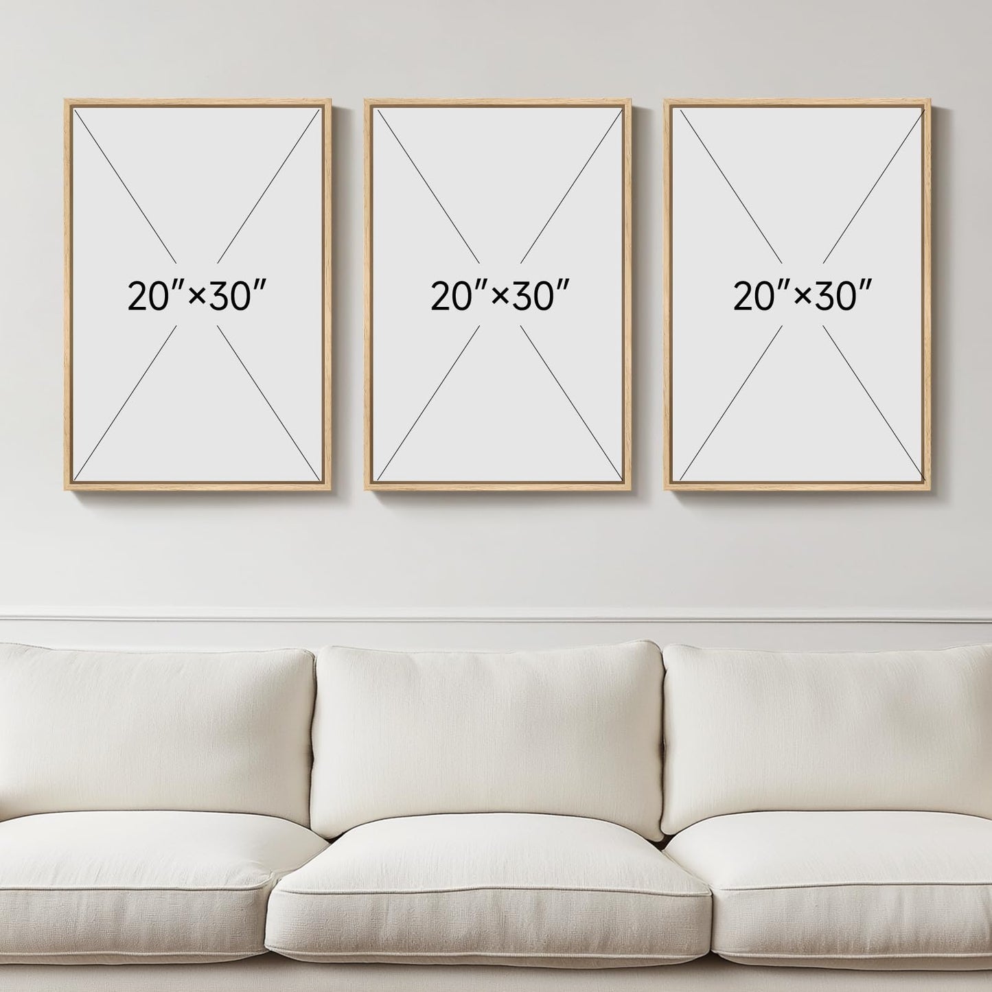 Framed Boho Sage Green Wall Art for Living Room, Large Mid Century Modern Tropical Leaf Canvas Artwork for Walls, 3 Piece Beige Orange Bohemian Wall Art Prints for Bedroom Kitchen Hallway, 16x24 Inch