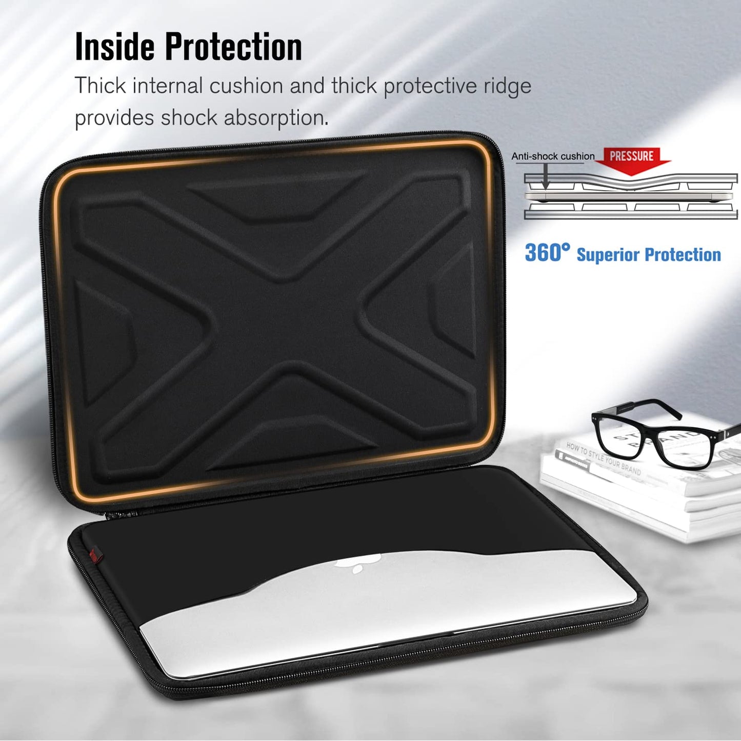 SITHON Hard Shell Laptop Sleeve Case for 13" MacBook Air M3/A3113 M2/A2681 2025-2022, MacBook Pro 14 M4/M3/M2/M1, MacBook Air/Pro 13, Surface Pro, Shock Absorption Carrying Cover Bag