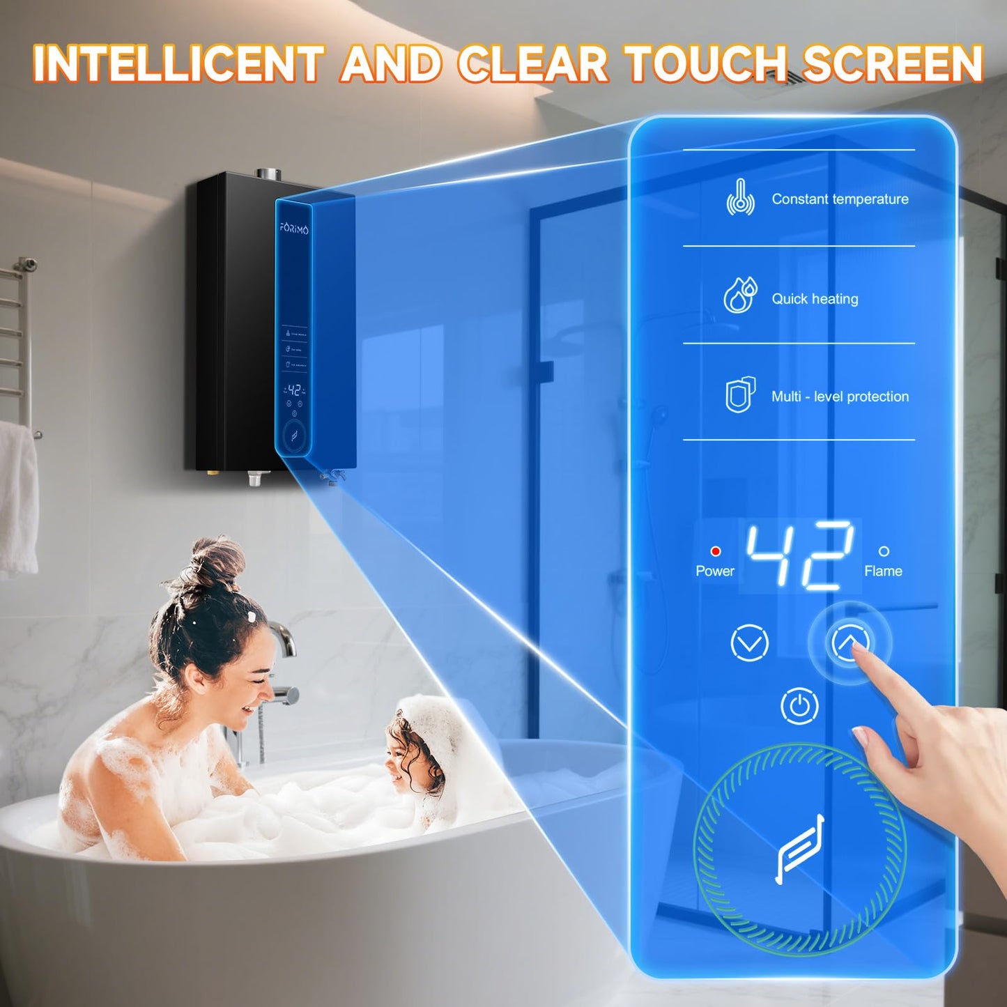 Natural Gas Tankless Water Heater, 4.74 GPM 18L Indoor,Constant propane water heater,Instant Hot Natural Gas Water Heater with Fahrenheit Digital Display,Multi-Protection