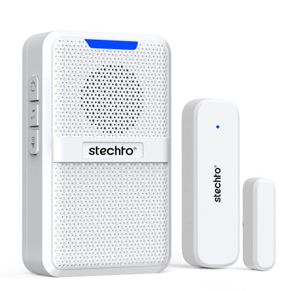 STECHRO Wireless Door Chime, 600Ft Range 5 Adjustable Volume 1 Magnetic Door open Contact Alarm with 62 Chimes Mute Mode Door Bell Plugin Receiver for Home/Office/Store (Black)