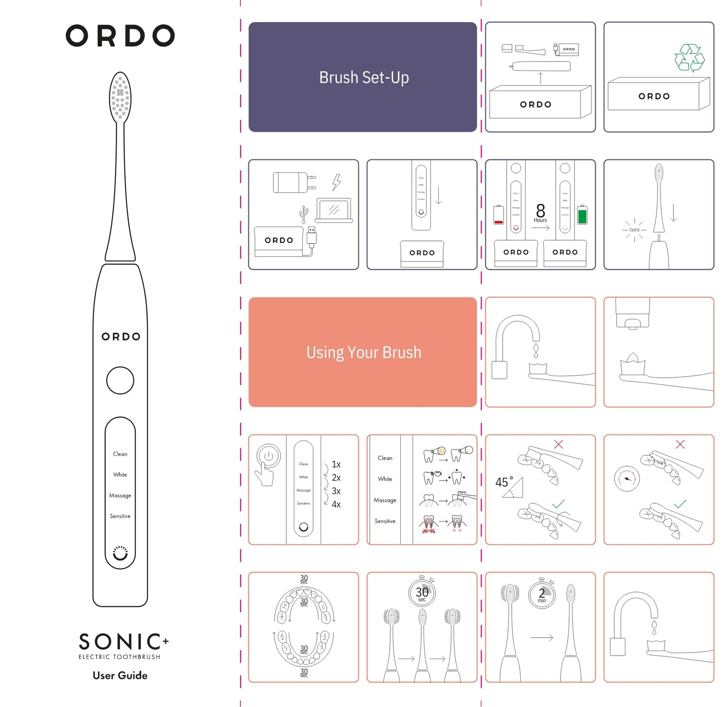 Ordo Sonic+ Electric Toothbrush for Adults, Advanced Tech, 4 Brushing Modes, Fast Rechargeable, Sonic Toothbrushes Over 4 Weeks Battery Life, Silicone Polishing Element, USB Charger, Charcoal Grey