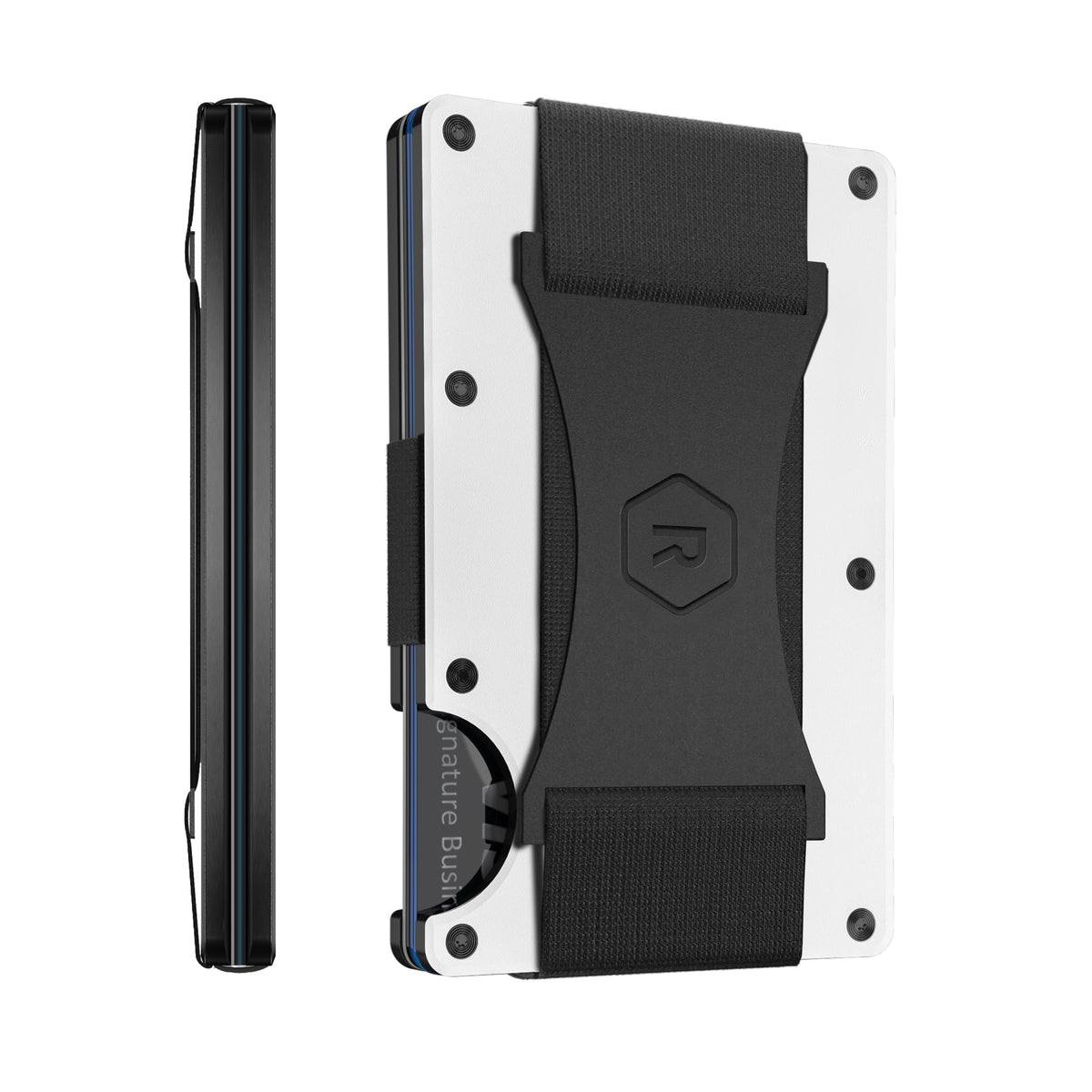 Ridge Wallet for Men - Slim Minimalist Compact Wallet and Card Holder, RFID Protected Front Pocket Wallets for Men with Integrated Cash Strap (Polar White)