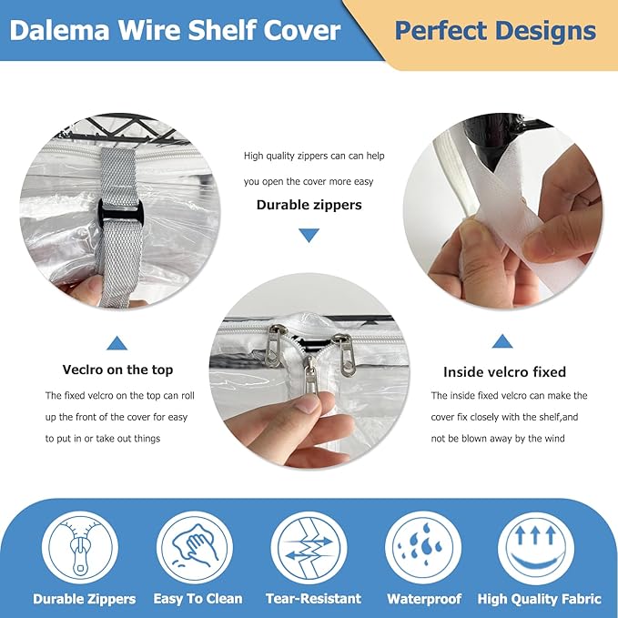 Waterproof Shelf Cover,Durable Dustproof Storage Wire Rack Covers,Outdoor Shelving Covers for Wire Shelves with Zipper 36''x16''x72'',Clear,Cover Only