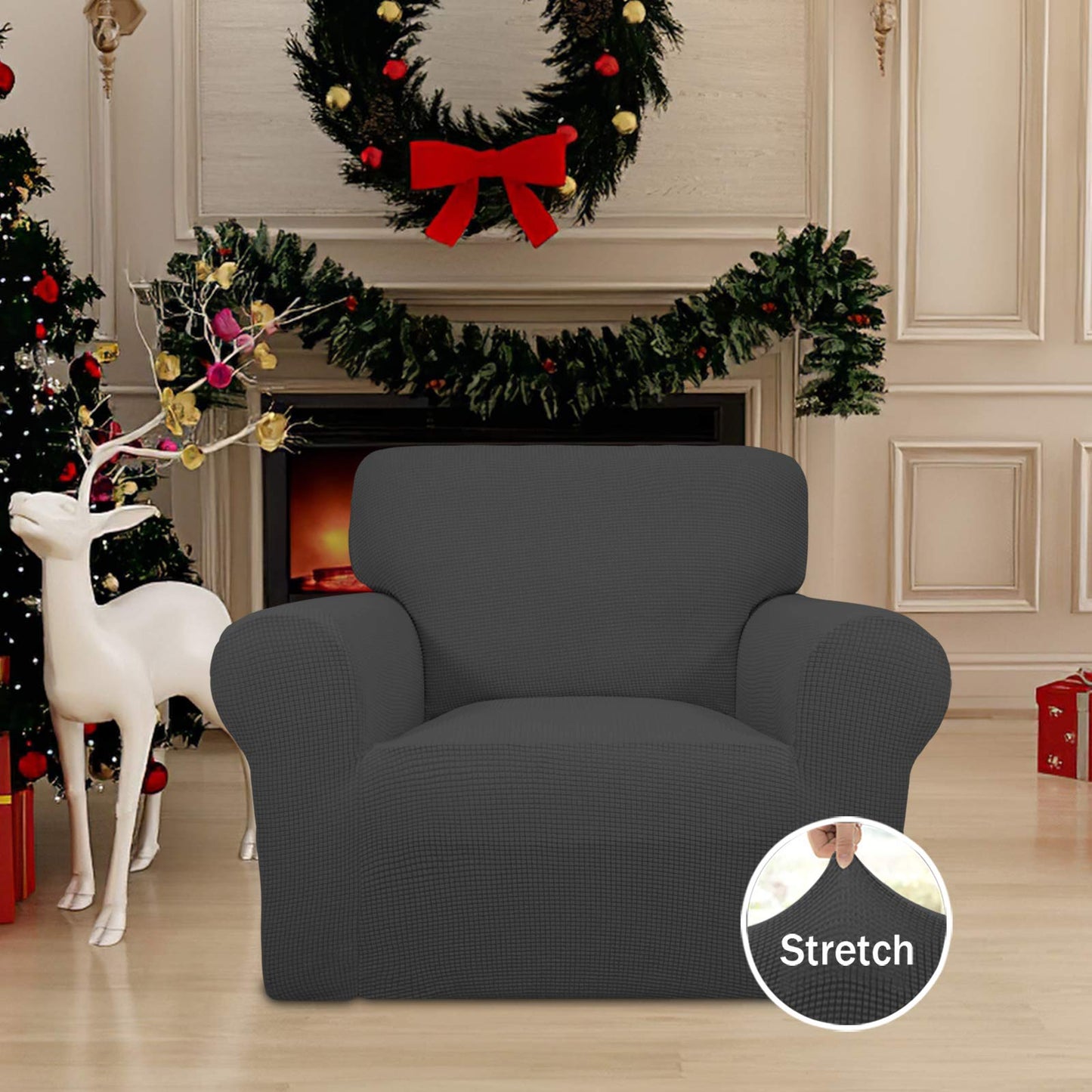 Easy-Going Stretch Chair Sofa Slipcover Washable Dark Gray