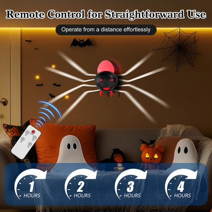 Halloween Decorations Spider Wall Light, Indoor LED Spiders Lights with Remote Control，Magnetic Wall-Mounted Spider Light Creates a Scary Atmosphere for Homes, Living Rooms and Bedrooms(Black)