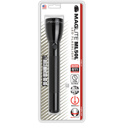 Zenitech Maglite ML50L 3 C-Cell Flashlight, Aluminium, Black, 454 g, 611 lm