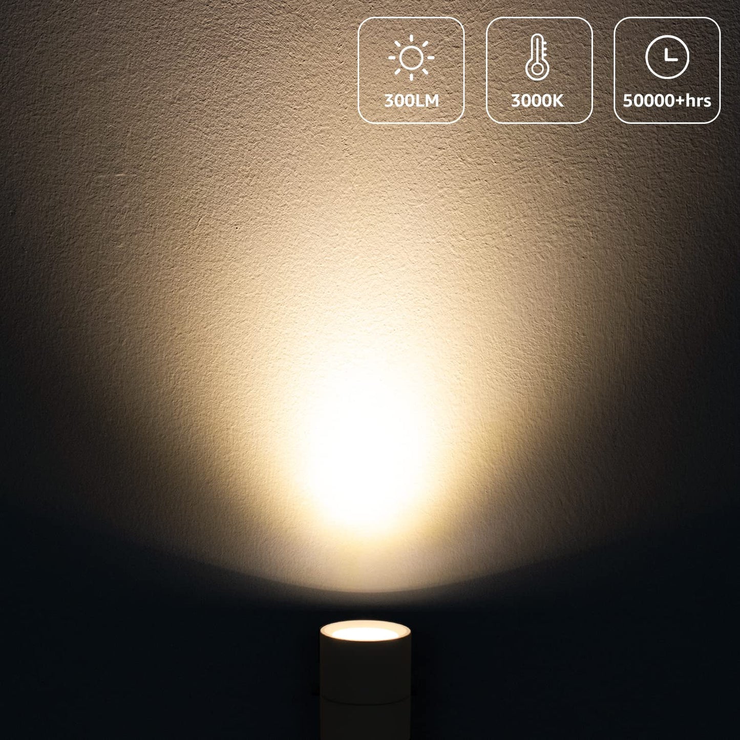 SUNVIE 2 Pack LED Up Lights Indoor, 3W Spot Lights for Indoor Use with 3000K Warm White, 120V Spotlights for Plants Pictures Artwork Uplighting & Accent Lighting, 5.9 FT Plug Cord with Foot Switch