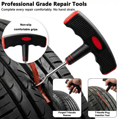 45Pcs Tire Repair Kit with Tire Plugs & Rubber Nail, Professional Heavy Duty Emergency Tire Repair Screw Tool Kit, Flat Tire Repair Plug Kit for Car Motorcycle ATV Tractor Truck Lawn Mower (Gray)