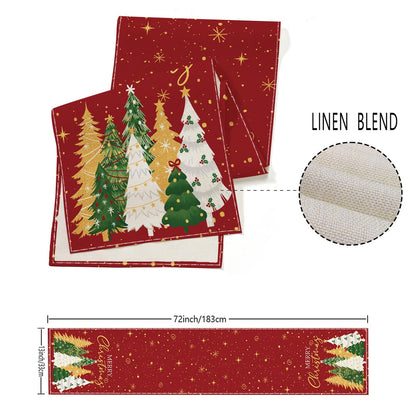 Christmas Decorations - Merry Christmas Table Runner 13x72 Inch,Xmas Trees Snowflakes Table Runner for Holiday Seasonal Winter Decoration Indoor Outdoor Party