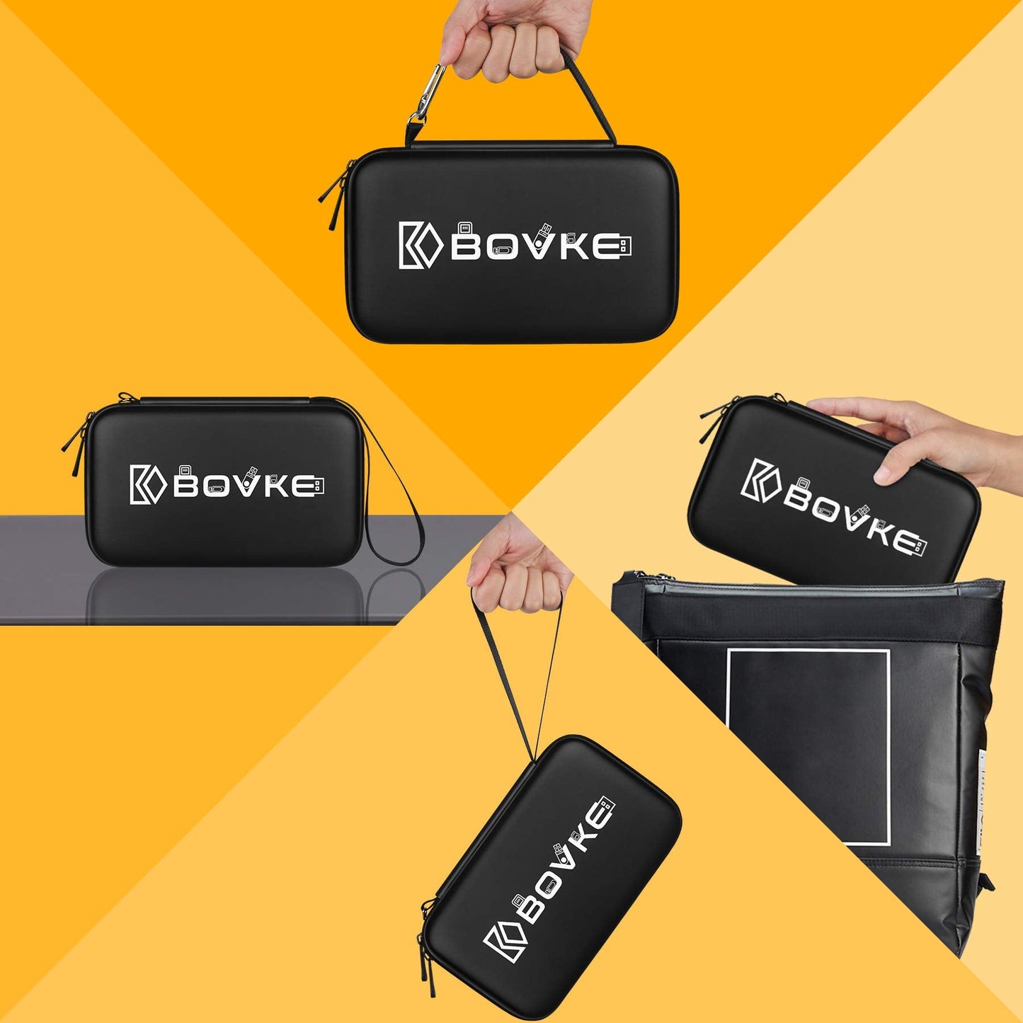 BOVKE USB Flash Drive Case Organizer SD Cards Stick Case Thumb Drive Memory Holder for SanDisk/Samsung/Netac/PNY/TOPESEL USB Pen Drives - Extra Mesh Pocket for Memory Micro Cards, Black