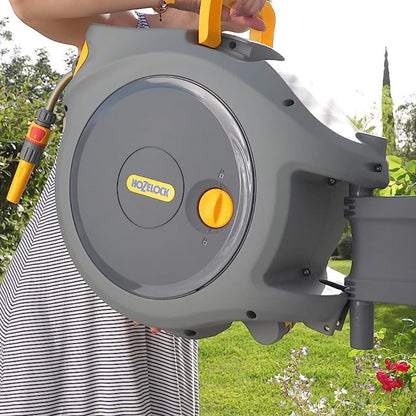 HOZELOCK - Auto Reel Wall-mounted 40m: Easy to Install, Child-lock, Auto-rewind, Ready-to-use with Nozzle, Fittings, Hozelock Hose and Accessories Included 5 Year Guarantee* [2595R8000]
