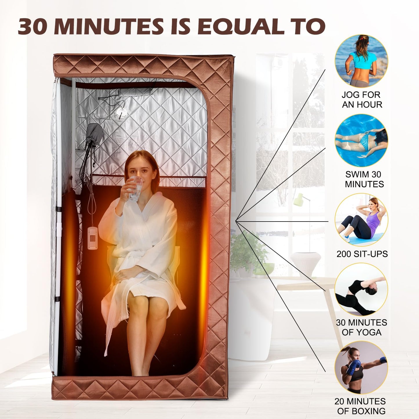 amocane Far Infrared Portable Sauna, Personal Dry Sauna Spa for Relaxation, Sauna Tent with Heating Foot Pad, Portable Chair, Remote Control, 140℉ Temerature, Full Size Indoor Sauna for Home & Gym