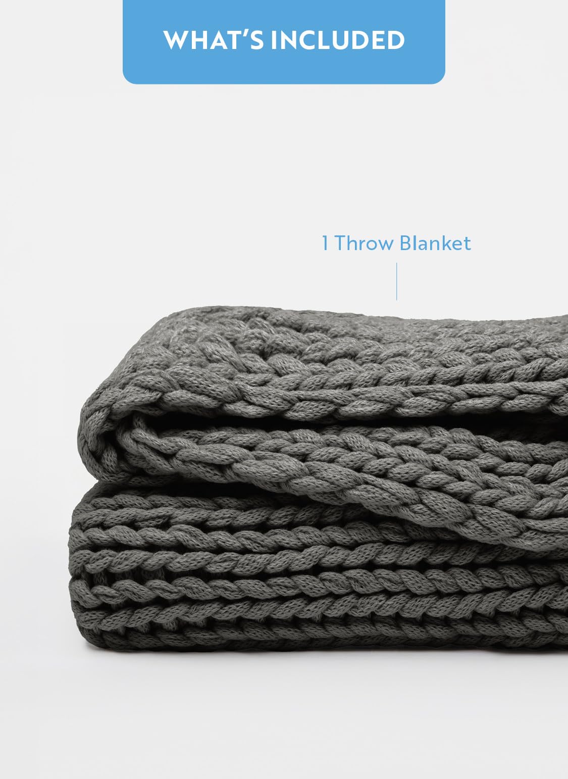 Linen Market Beddings Oversized Chunky Knit Throw Blanket Acrylic Hypoallergenic - 47'' x 59'' Cozy Home Accent for Snuggling, Lounging, and Stylish Décor (Gray)