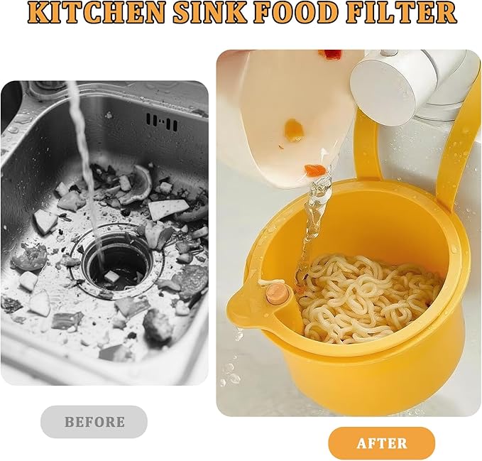 Sink Strainer Basket with One-Touch Drain Mesh, Snap-On Strap & Detachable