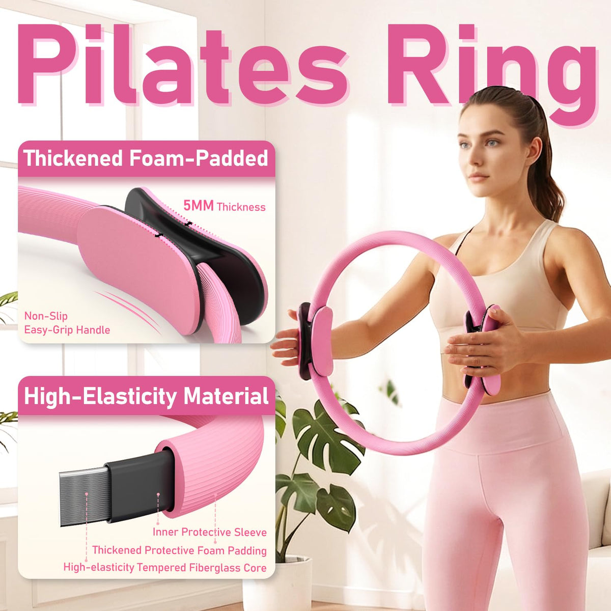 Pilates Kit for Home Workouts, Pilates Essentials Kit for Women, Better Me Pilates Kit,Pilates Equipment with 14.5"Pilates Ring Set,9" Yoga Ball,Cooling Towel,6 Pilates Resistance Bands for Stretching
