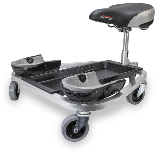 RACATAC Kneeling Sitting Creeper, 2 Inch Casters, Knee Pads, Adjustable Seat, Made in the USA, 01RAC