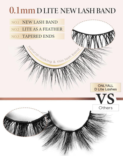 Onlyall Natural Lashes Wispy Lashes Natural Look False Eyelashes Natural Flared Eyelashes False Eye Lashes Soft Fluffy Lashes 7 Pairs D1 Natural (6-13MM)