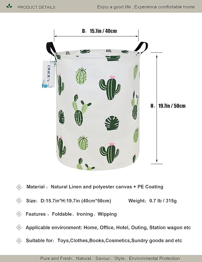 Round Fabric Storage Bin, Decorative Basket, Organizer Basket