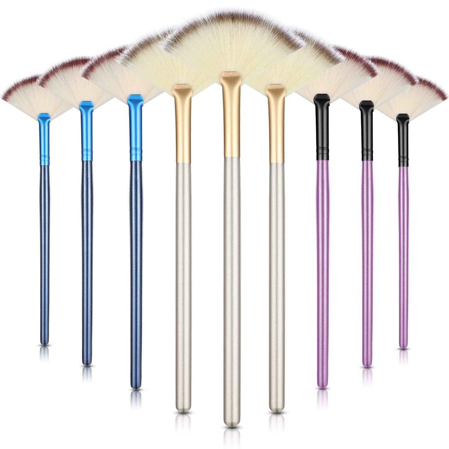 9 Pieces Facial Fan Mask Brushes, Soft Facial Applicator Brushes Tools for Peel Glycolic Makeup for Mud Cream(Champagne)
