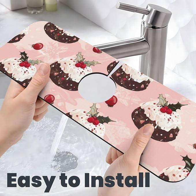 Faucet Draining Mat For Kitchen Sink, Cream Puddings Diatom Mud Absorbent Drain