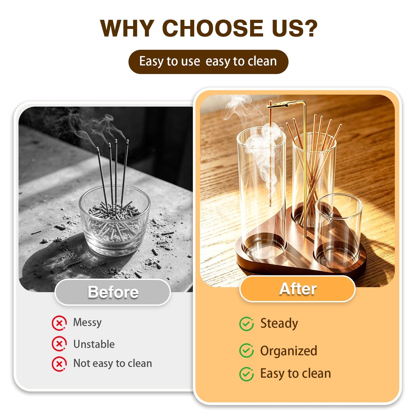 3 in 1 Incense Holder, Incense Burner, Insence-Stick Holder Mess-Free Incense Burner Holder, Ideal for Meditation, Yoga, Relaxation, and Home Decor - Anti-Ash Flying