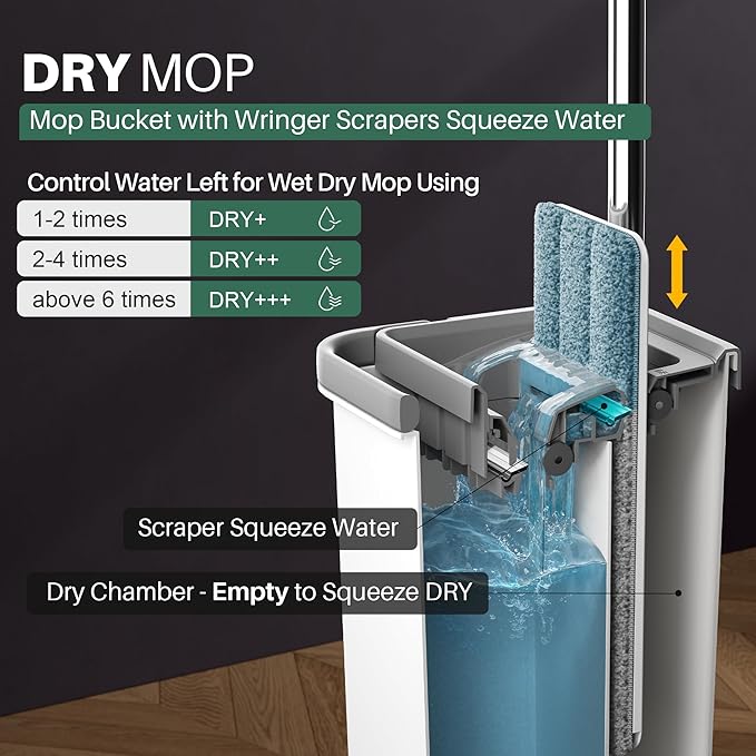 JOYMOOP Mop and Bucket with Wringer Set, Hands Free Flat Floor Mop and Bucket