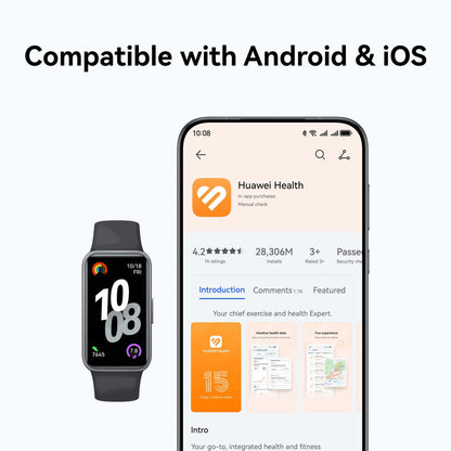 HUAWEI Band 10 Smartwatch up to 14 Days Battery Life, iOS & Android, Average Sleep HRV and Sleep Insights with an AI-powered Fitness Monitoring Tracker, Sleep Breathing Awareness, Fast Charging, Black