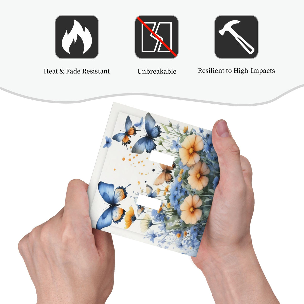 Decorative Art Light Switch Covers Butterfly Blooms 2 Gang Double Toggle Wall Plate Decorative Switchcover Electrical Switchplate for Home Decor