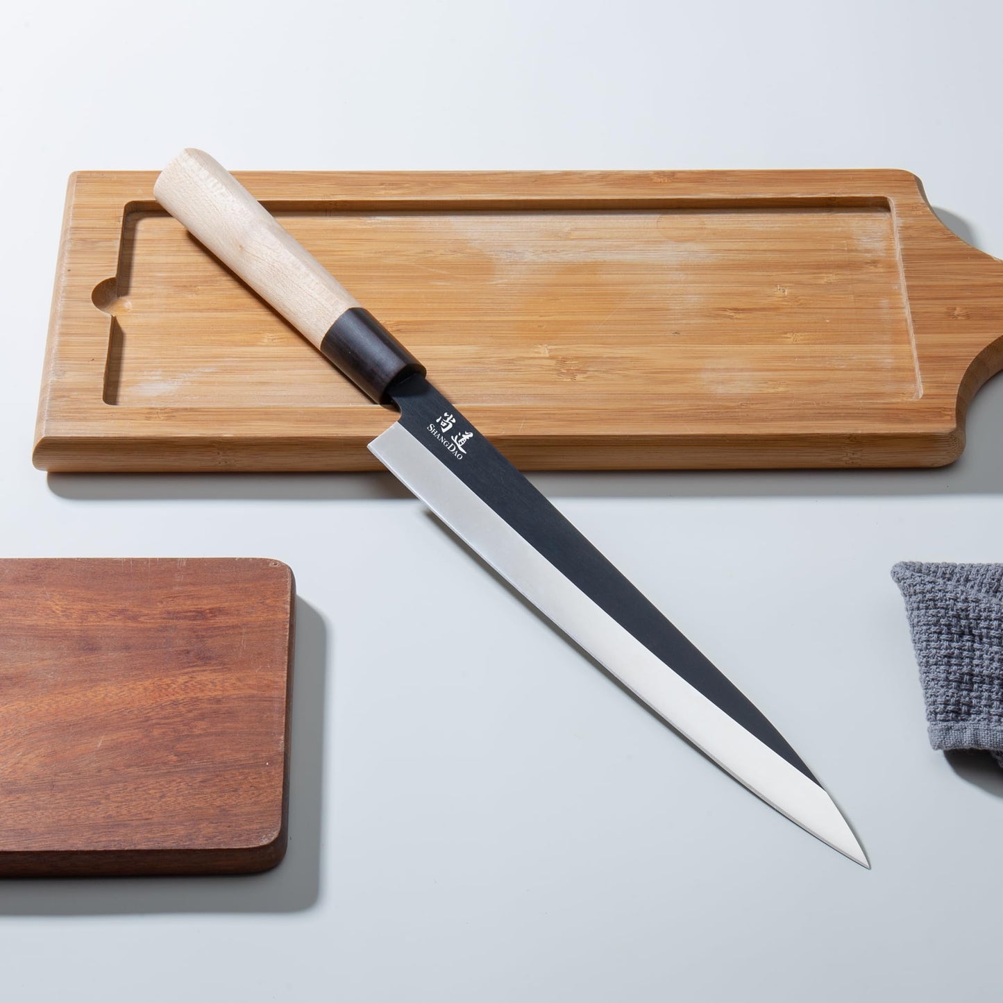 SHANGDAO Japanese Kitchen Chef Set Of 4 Knives Set Sushi Knife Set, Nakiri-Yanagiba-Deba-Utility Kitchen Knife,Fish Slicing Filleting Knife Sets, German Steel