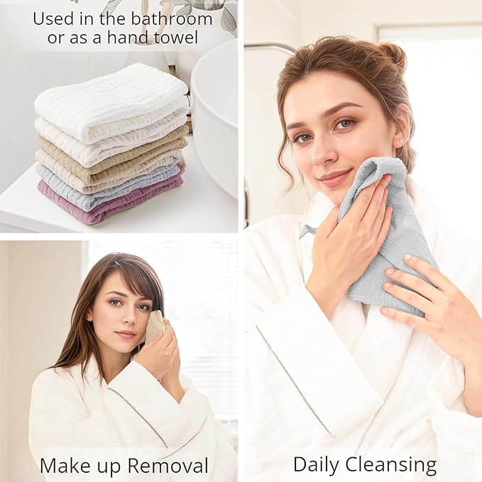 Konssy 6 Pack Face Cloths, Soft Wash Cloth