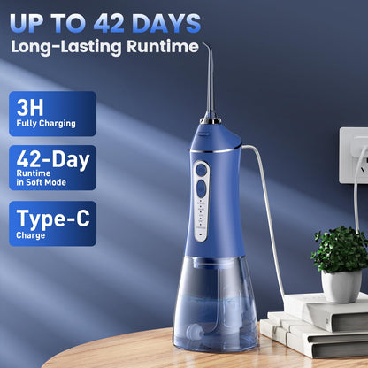Water Flosser for Teeth Cleaning and Flossing, 5 Modes Rechargeable Cordless Oral Irrigator 320ml Water Tank Teeth Cleaner, IPX7 Waterproof Portable Electric Dentel Flossers for Home and Travel,Pink