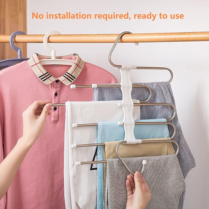 Upgrade Azeroth Pants Hangers 4 Pack Space Saving S-Type Stainless Steel